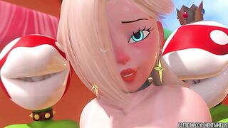FUTA Princess Peach cumming from deepthroat blowjob 3D animation