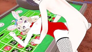 Omaru Polka (Bunny Girl) and I have intense sex in the casino. - Hololive VTuber Hentai