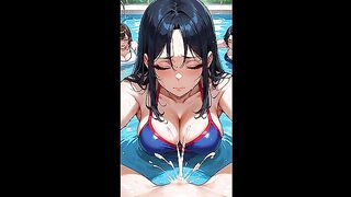 [4K Hentai Anime]Swimming female athletes orgy party Massive squirting