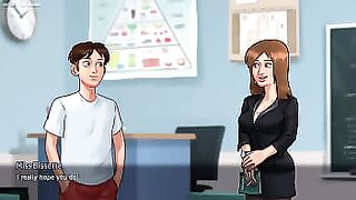 Caught Masturbating! stepsis was putting a huge dildo in her pussy - Summertime Saga 3D Animated Porn Game