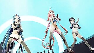 Samidare, Suzukaze, Kawakaze Nude Dance - Koshitantan MMD by DiAnon