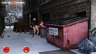 I fuck a slut behind a trash can and cum on her ass. 3D animation hentai game Kink Maker