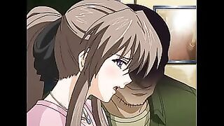 Hot hentai virgin get fucked on a train next to her sleeping boyfriend