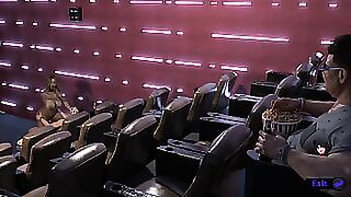 A pervert spies on a couple at a movie theater. Hentai Game: Kink Maker