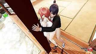 Chainsaw Man Hentai - Aki fucks Makima while she's clinging to the column of her house.