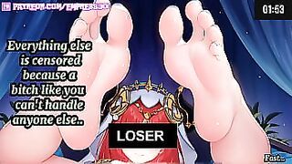 (Hentai JOI) 4 Min JOI Challenge: Beta Censored Foot Worship (femdom, beta safe, humiliation)