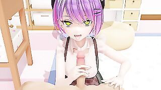 noVR mmd Towa BlowJob 3d hololive Hentai