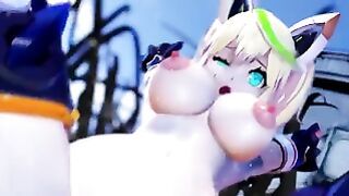 [MMD R-18] Big-Boobed Naked Girl Fucked by Spinning Tentacle