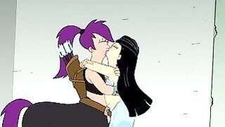 Futurama Bender’s Game – Leela And Amy Kiss – Lesbian Kissing