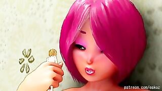 Mia swallows her shrunken “friend” (giantess, vore)