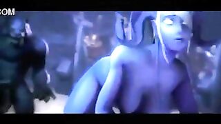 Draenei Babe Gets Destroyed By Multiple Orc Cocks