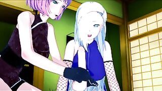 Ino and Sakura 3D Threesome With a Lucky Guy
