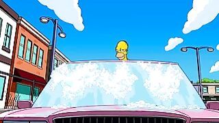 Homer Simpson and Peter Griffin Sexy Car Wash