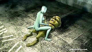 Alien monster attacks a real juicy pussy cat! The invasion has begun!