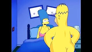 Marge big tits and Homer Simpson big dick. Cartoon video