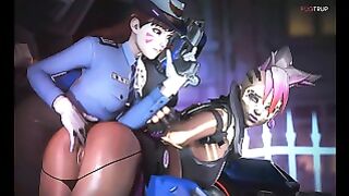 Officer D.Va Arrested Sombra and Fingered Her Butthole