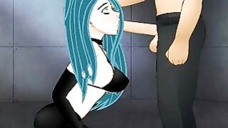 Queen Chrysalis Lookalike MLP Girl Deepthroat and Facial Cumshot