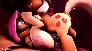 [Godoffury]Mlp Fluttershy Applejack futa 60fps