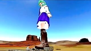 [Giantess mmd touhou] sanae stomp