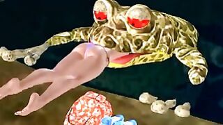 frog swallows girl