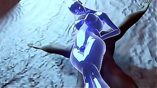 Blue Alien Slime Girl Fucks Human in Cave