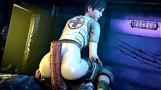 Rebecca Chambers Rides a Massive Zombie Cock With Her Bubble Butt