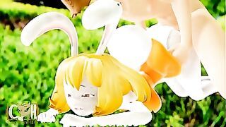 Cute Bunny Girl Blowjob and Creampie in Public