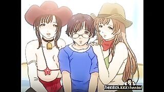 Nerd gets dick between busty babes tits – Boobalicious – Hentai.xxx