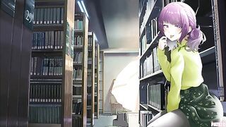 Chica en la biblioteca audio
