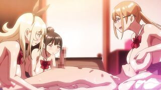 Students have an orgy for their first time - Masturbating with hentai BOKU NI KAREM 2