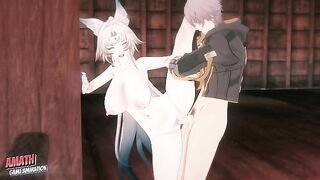 The Sexy Feixiao enjoys being penetrated and bathed in cum