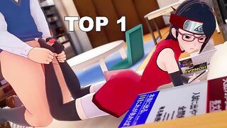 Sarada Footjob in Hokage House Boruto