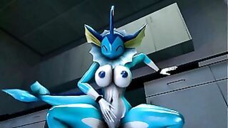 Pokemon Vaporeon Wildly Rides Cock