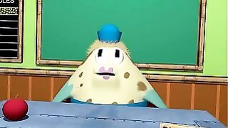 Threesome between Patrick Star, SpongeBob and Mrs. Puff, sex in driving school