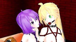 Defoko plays with her 2 Slave Girls (Yuri Bondage Sex) – 3D MMD