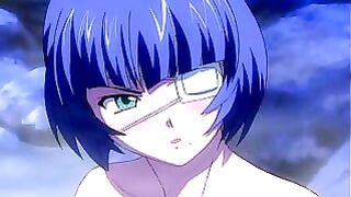 Bound girl in lesbian hentai scene