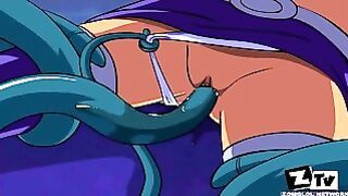 Raven + Starfire Tentacle Fucked
