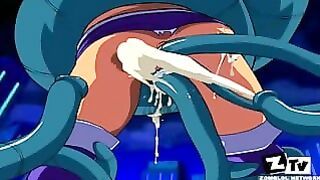 Starfire + Raven Vs Tentacles
