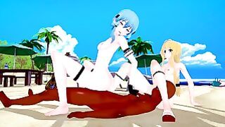 (3d Hentai)(sword Art Online) Threesome Sinon X Alice X Agil