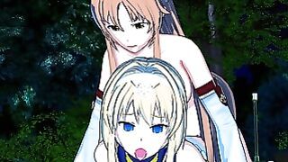 SAO Futanari Asuna Fucks Alice in Public
