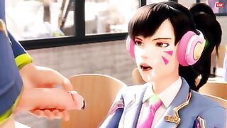 D.Va Gets Surprised With a Big Cock and a Cumshot