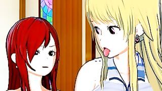 Fairy Tail – Lucy Fucked By Futanari Erza 3d Anime