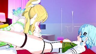 Sword Art Online Leafa Wildly Rides Futa Sinon Koikatsu Animation