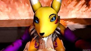 Renamon is so Horny She Deepthroaths Human Dicks 3D Compilation