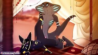 Une Furry Serpent Recois Une Ejaculation Interne