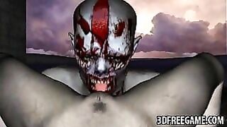 Zombie slut getting fucked by a monster in every position