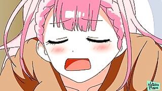 Virgin teen Mafuyu Kirisu from We Never Learn takes a huge dick from behind deep inside her creamy pussy