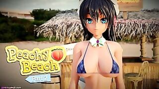 Peachy Beach Pt 2, 3d Hentai Bikini Babysitter Gets Fucked in the Mouth, Between Big Tits and Tight Pussy!