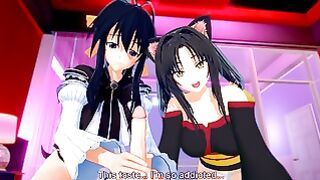 Slutty Teens Akeno and Kuroka Enjoy Wild 3D Threesome