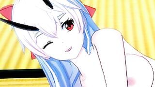 Busty Tomoe Gozen sucks a huge cock making it cum using her huge tits
